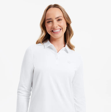 Women's Long Sleeve Polo Shirt with collar provides neck protection