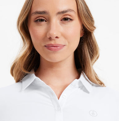Women's Long Sleeve Polo Shirt with three-button placket