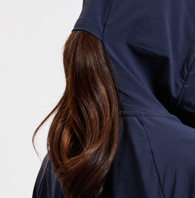 Everlight Long Jacket with ponytail-friendly hood opening