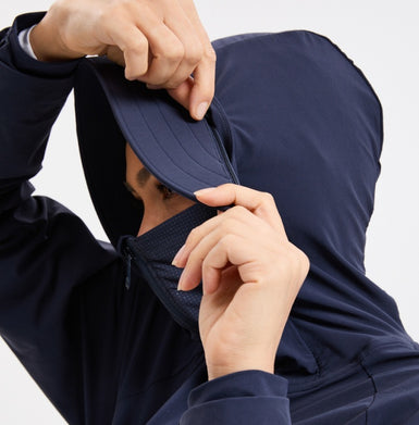 Everlight Long Jacket with detachable visor attached to hood
